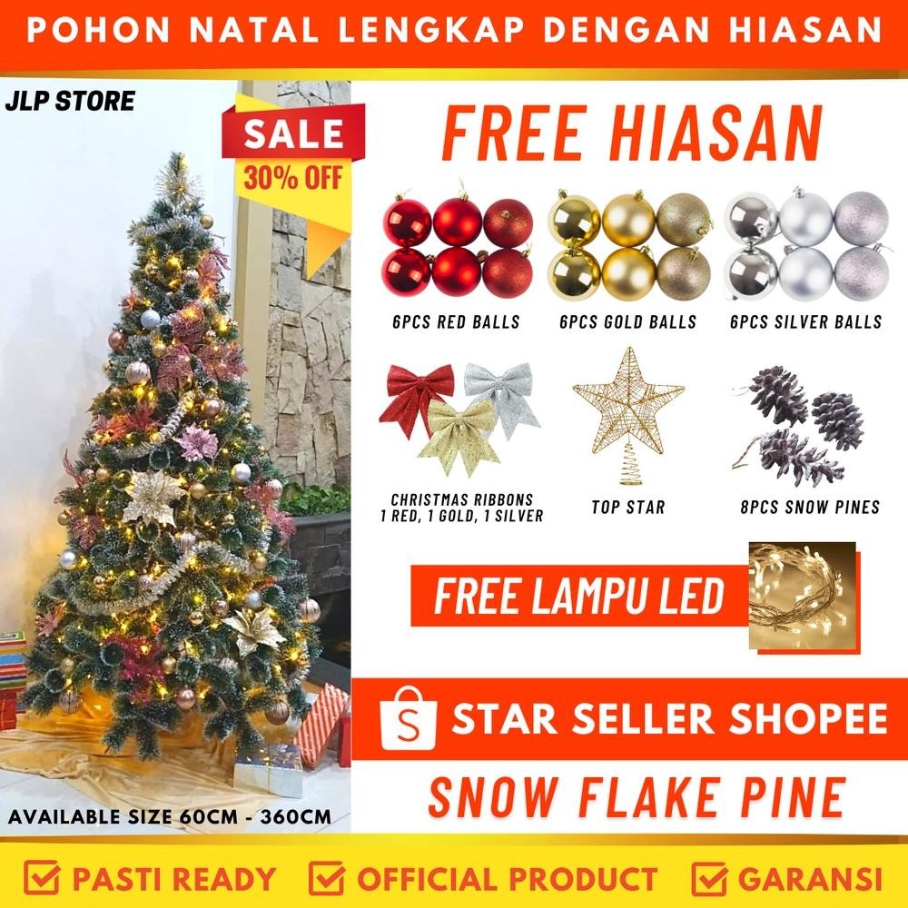 Pohon Natal Besar Bonus Hiasan Dan Lampu Tinggi 2 Meter 210 Cm 7 Feet Ft Premium Christmas Tree Mura