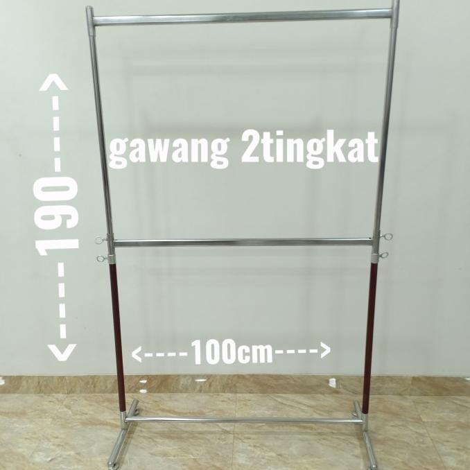 gawang 2 tingkat/gantungan baju besi 2 tingkat