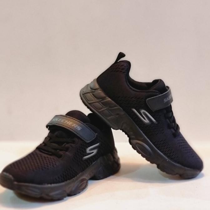 Sale Sepatu Anak Sekolah Laki-Laki Perempuan Skechers Full Black Hitam Polo
