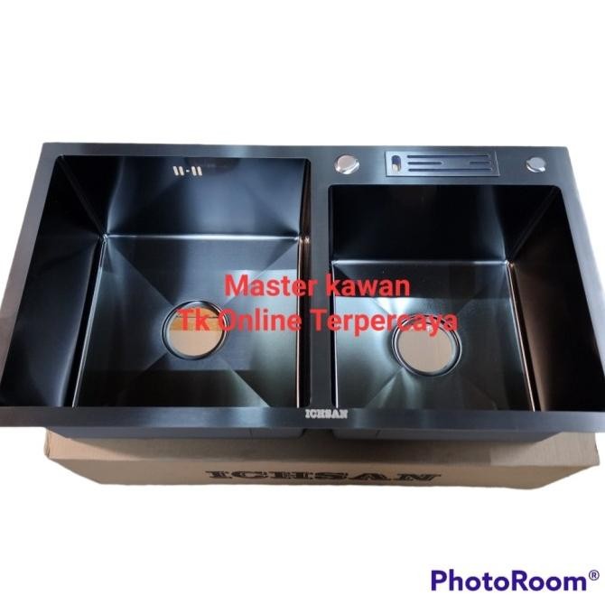 Paket Kitchen Sink Stainless ICHSAN 8245 HITAM /Sink ICHSAN 8245 BLACK