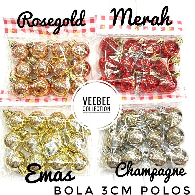 Hiasan Bola Pohon Natal 3Cm/ Bola Hias Pohon Natal/ Aksesoris Pohon / Hiasan Natal