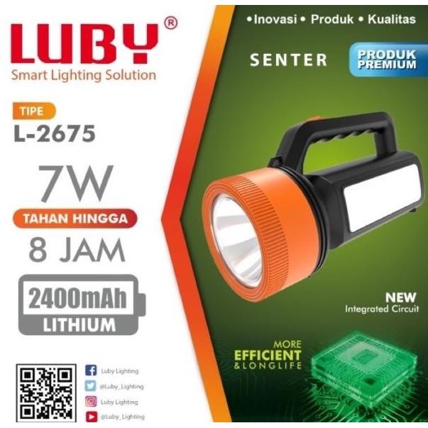 

TERSEDIA SENTER LAMPU LED LUBY L-2675 7 WATT CAS ULANG