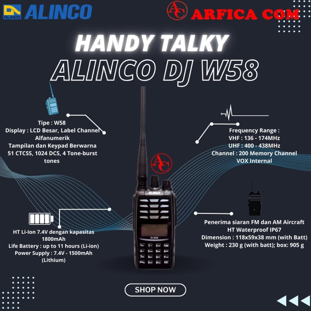 Dimi Ht Alinco Dj-W58 Wateroof Garansi Alinco W 58 Radio Ht Alinco