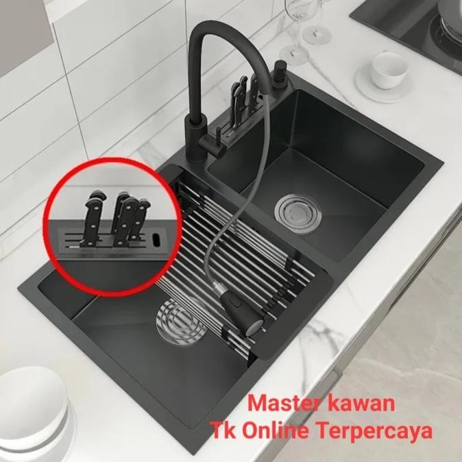 Paket Kitchen Sink Stainless ICHSAN 8245 HITAM /Sink ICHSAN 8245 BLACK