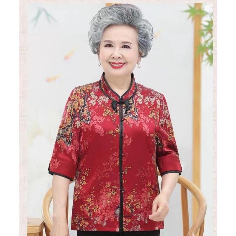 0108 Cny Wealthy Cheongsam Baju Imlek Baju Mama Baju Nenek Baju Lansia Baju Orang Tua Baju Merah