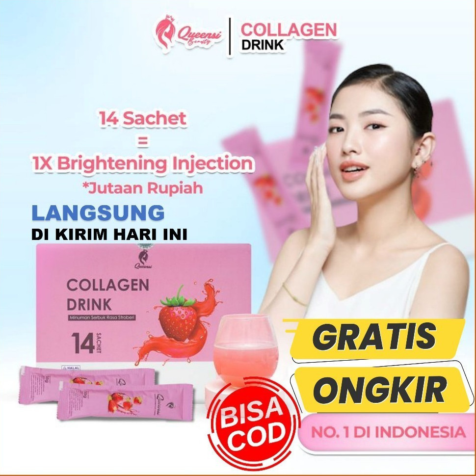 Collagen) [Hemat] Queensi Collagen Drink 100% Bpom Queensi Minuman Kolagen Minuman Pencerah Kulit
