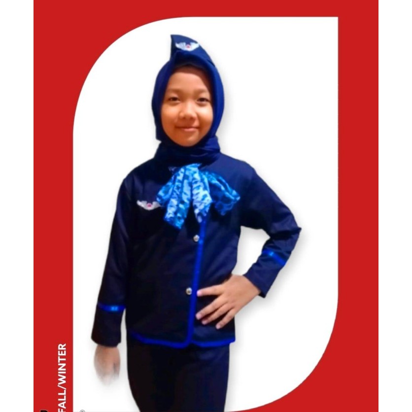 Baju kostum Pramugari anak Hijab Kostum profesi Pramugari anak Lucu