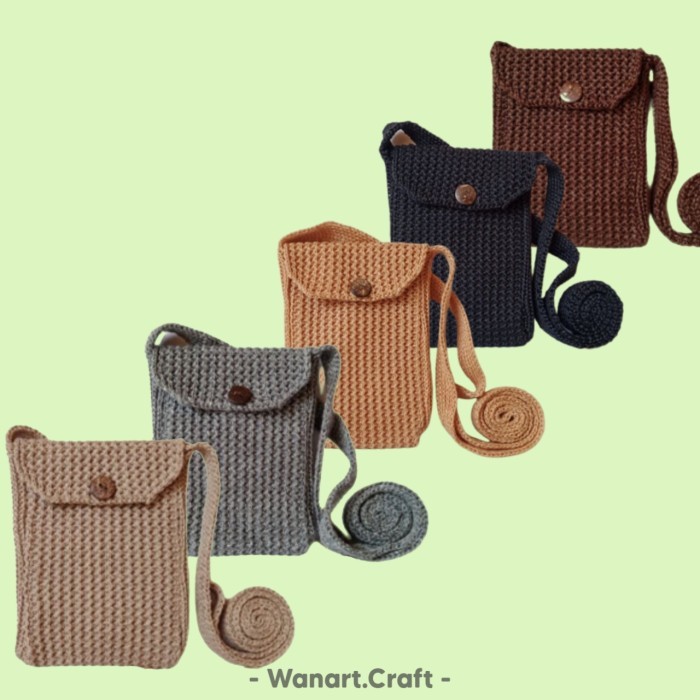 EKSLUSIF Tas Rajut Wanita / Pria Tas Kerut Tas Rajut Mini Tas Rajut Selempang H