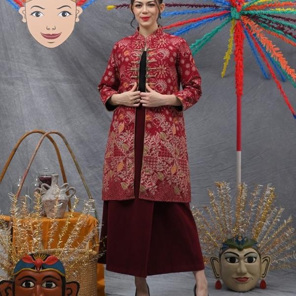 Nona Rara - Nurra Wng Betawi T2948, Baju Kerja Blouse Batik Wanita Ern