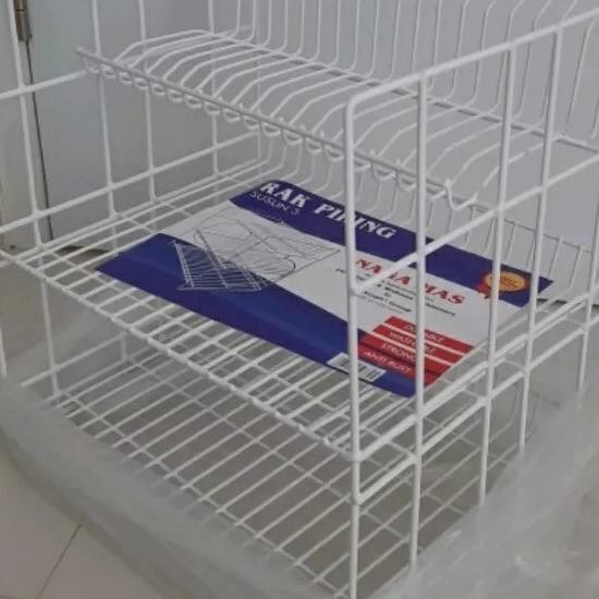 Rak Piring Susun 3 Besi Putih Dragon,Rak Piring Wastafel Susun 3 Besi