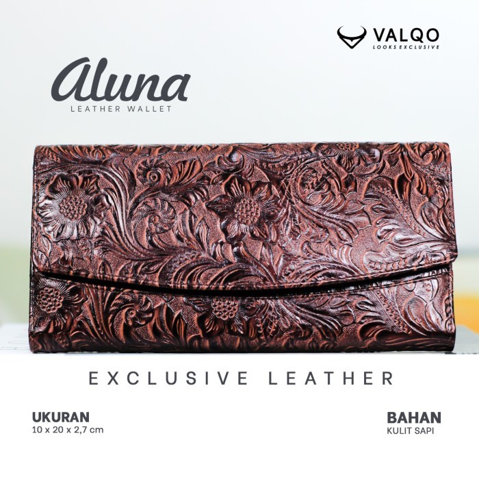 LIMITED EDITION [VALQO] Dompet ALUNA BATIK Kulit Sapi motif Batik untuk Wanita