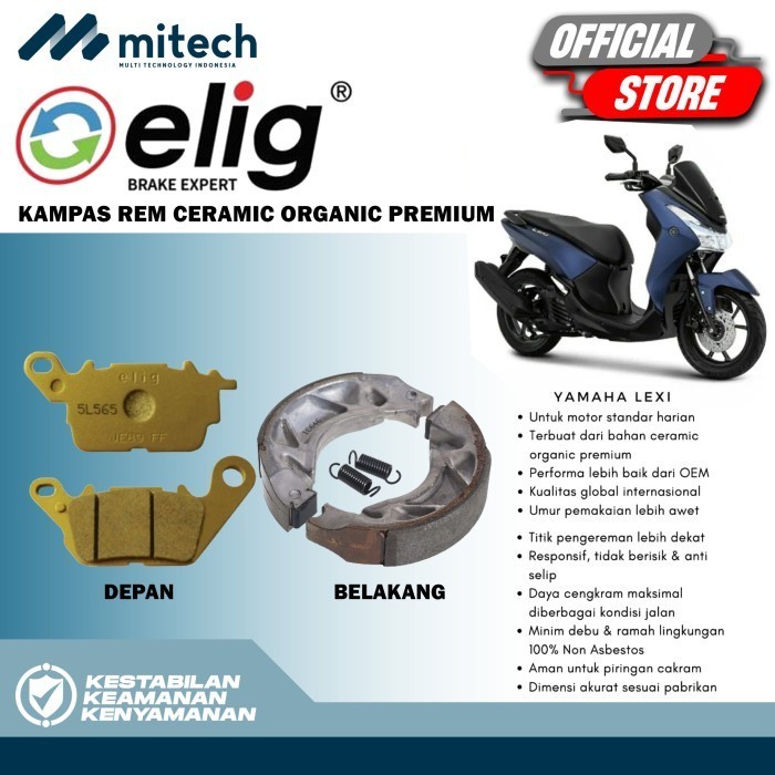 Elig Kampas Rem Depan & Belakang Motor Yamaha Lexi - SCM-Y14B & EM349