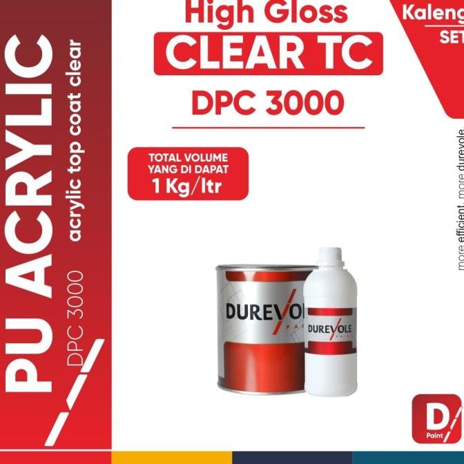 TERBARU - DUREVOLE PU ACRYLIC CLEAR DPC 3000 (KALENG SET)