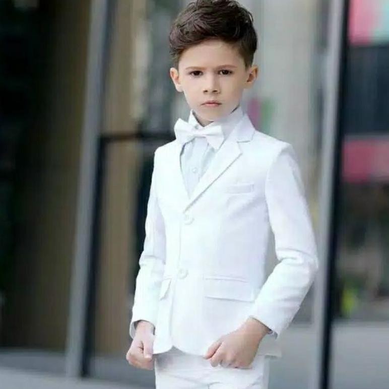 Kath Jas/Blezer Anak Putih/ Jas Anak Slimfit/ Jas Putih