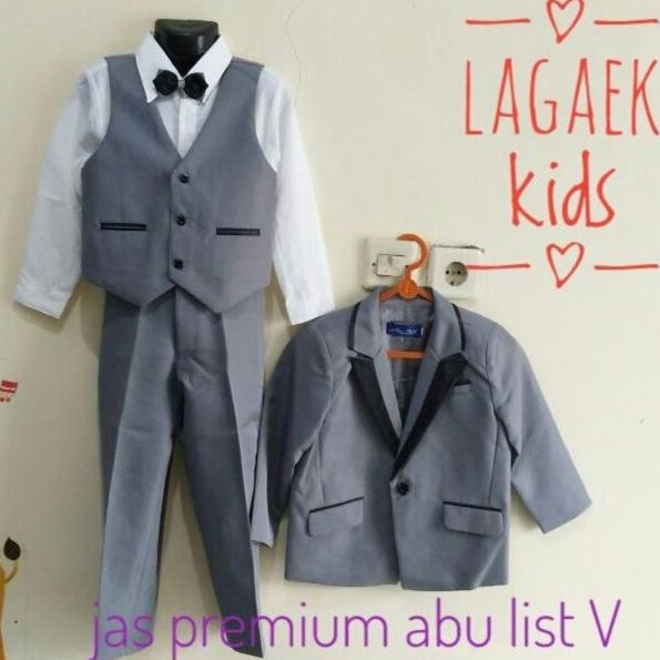 Kath Jas Anak Laki Usia 1 2 3 7 8 Tahun Preum Abu - Setelan Pesta Anak Cowok Dasi Kupu V Keren Casua