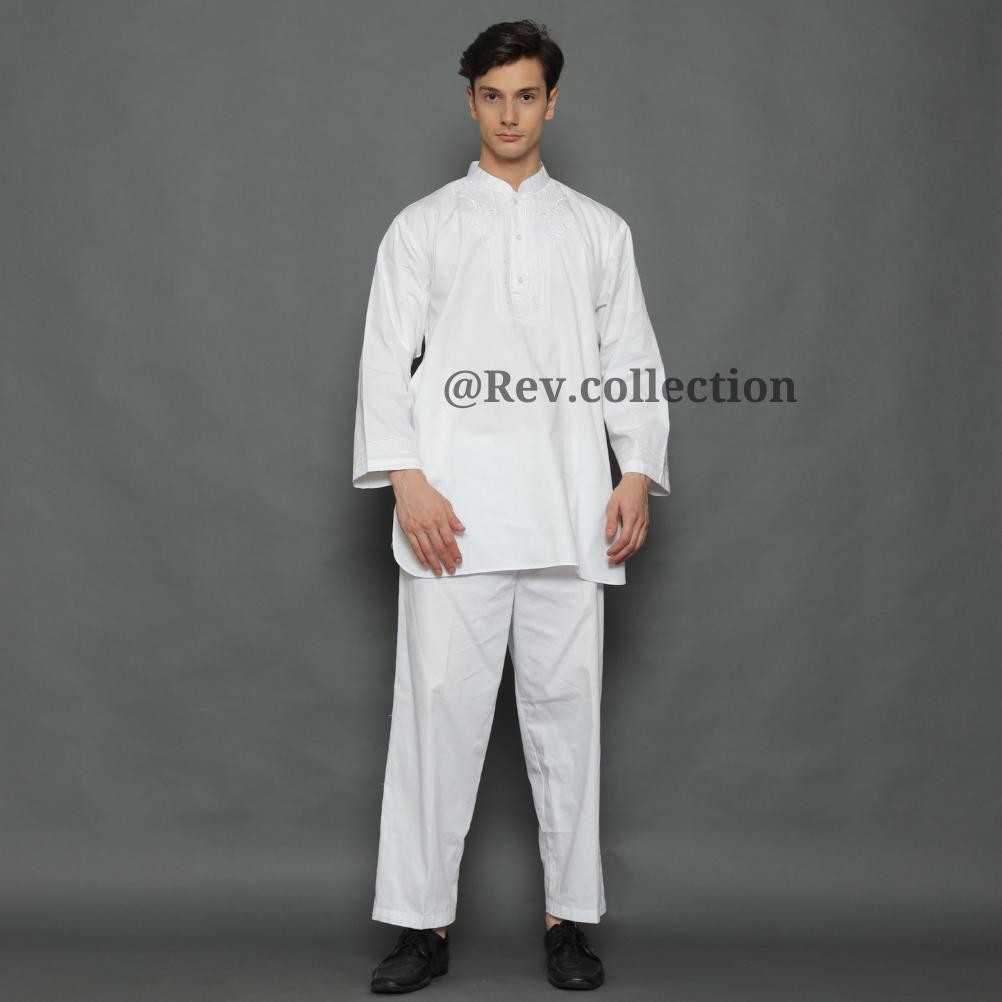 Setelan Pakistan Dewasa Putih  Baju Koko Setelan REV 011