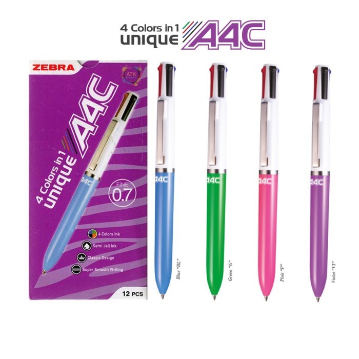 

Ready IRENAJAYAGROSIR - PULPEN ZEBRA UNIQUE A4C 0.7MM 4 WARNA