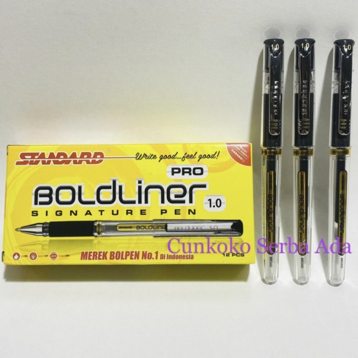 

Ready PULPEN STANDARD BOLDLINER PRO 1.0 ( HITAM ) / 1 BOX ISI 12 PCS