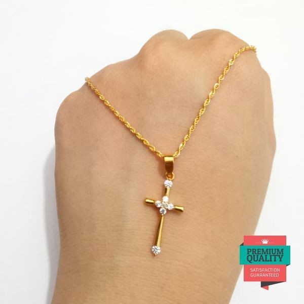 Liontin salib emas asli Keren