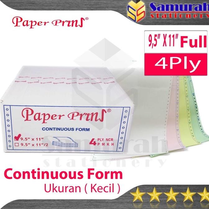 

NEW Kertas Continuous Form Paper Prins 9,5 x 11 full Atau Bagi 2 / K 4 Ply