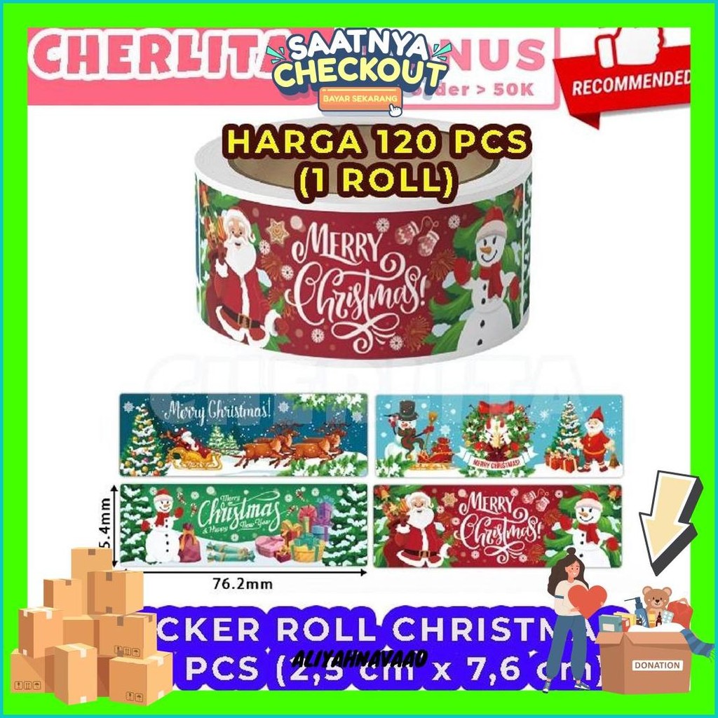 

120 Pcs Sticker Natal Christmas Label Mix Motif Stiker Hampers Kado Parsel Murah