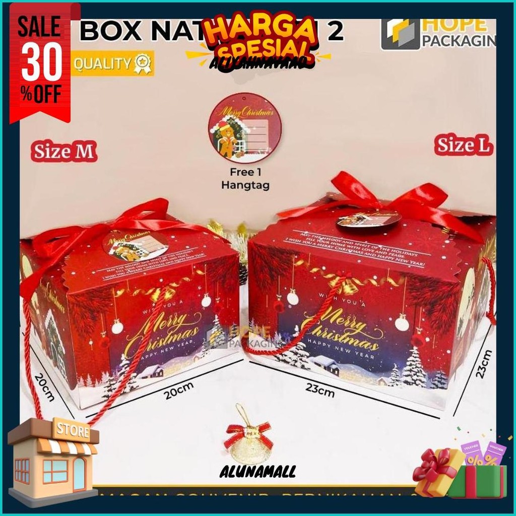 

Gift Box Natal / Hampers Natal / Kotak Hadiah Tahun Baru Plus Pita / Gabel Natal Box Bingkisan Cod
