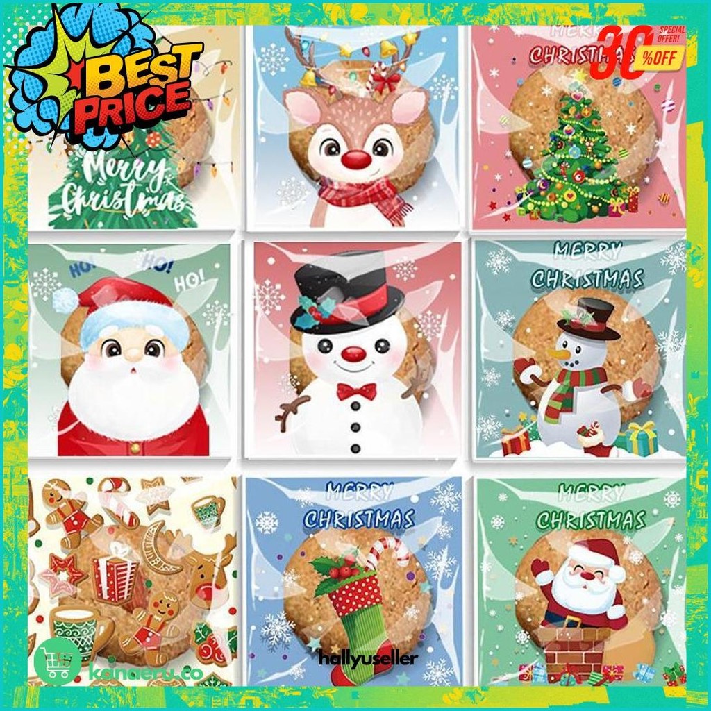 

Plastik Cookies Natal 2024 / Kemasan Kue 100Pcs Natal Lucu Promo