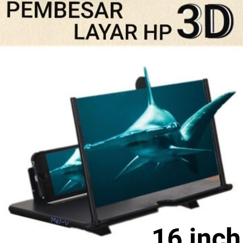 Kaca Pembesar Layar Hp 3D 14 / 16 inch Inci / Enlarge Screen Magnifier Stand Phone