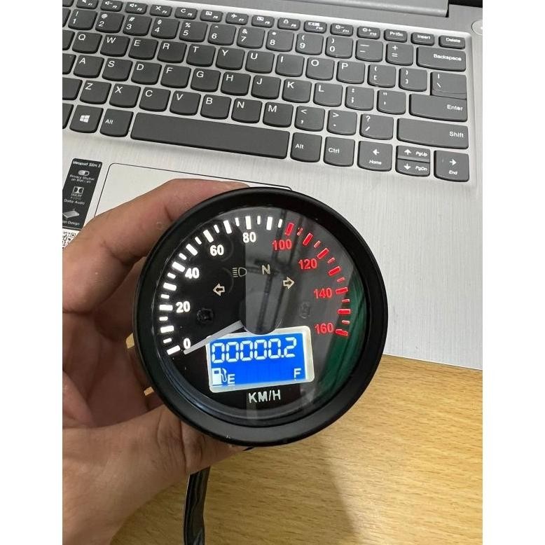 Speedometer Kilometer Universal Digital CB Tiger Rxking Megapro Vixion Motor Model Bulat Hitam