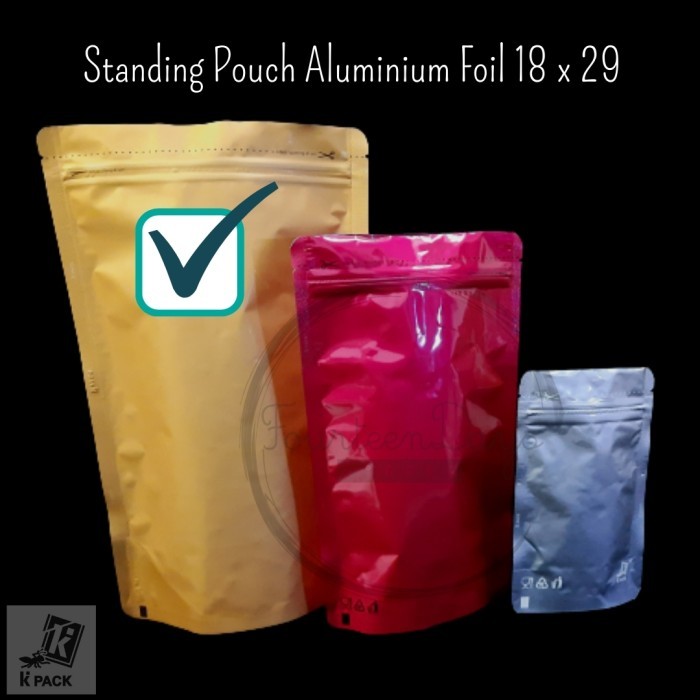 ><><><] STANDING POUCH ALUMINIUMFOIL Warna(K PACK) 18x29 Kemasan kopi,snack