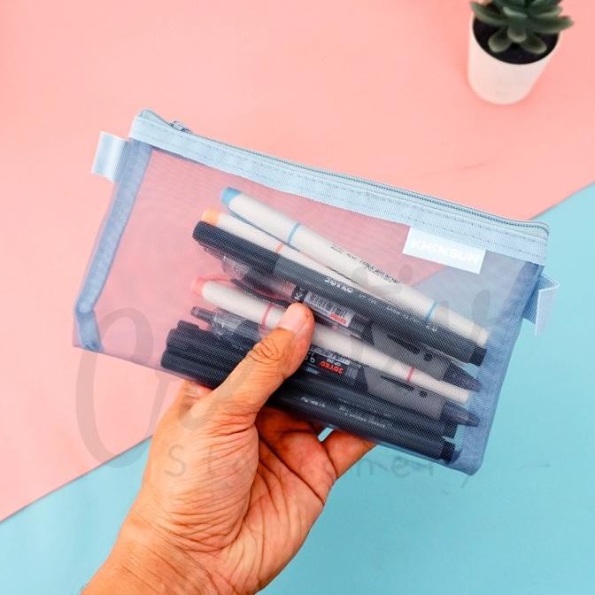 

BEBAS ONGKIR - [TULIS.ID IKI ] Mesh Pencil Case Tempat Pensil Jaring Wadah Makeup Pouch