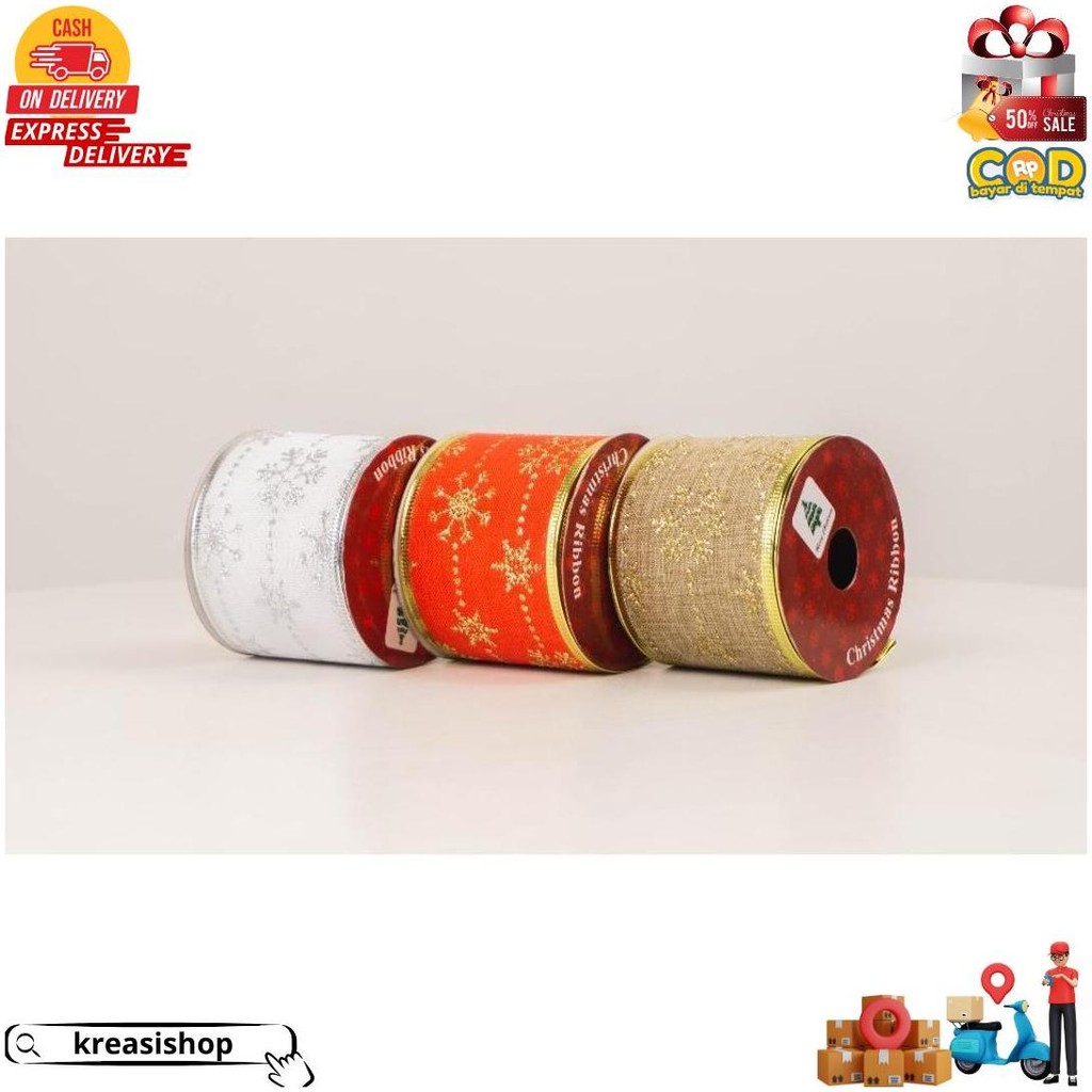 

Pita Roll Hiasan Pohon Natal Christmas Tree Gulung Motif Mix Red Silver Gold Santaclaus D Cod