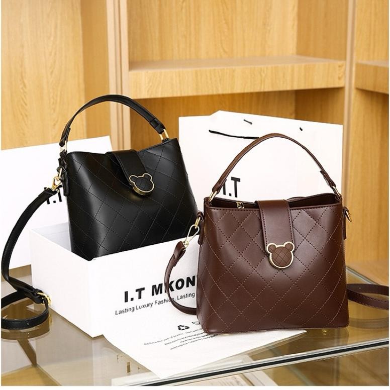 Tas Bucket Handbags Wanita Original Linuodaishu Import Tas Selempang Top Handle Bag 2798