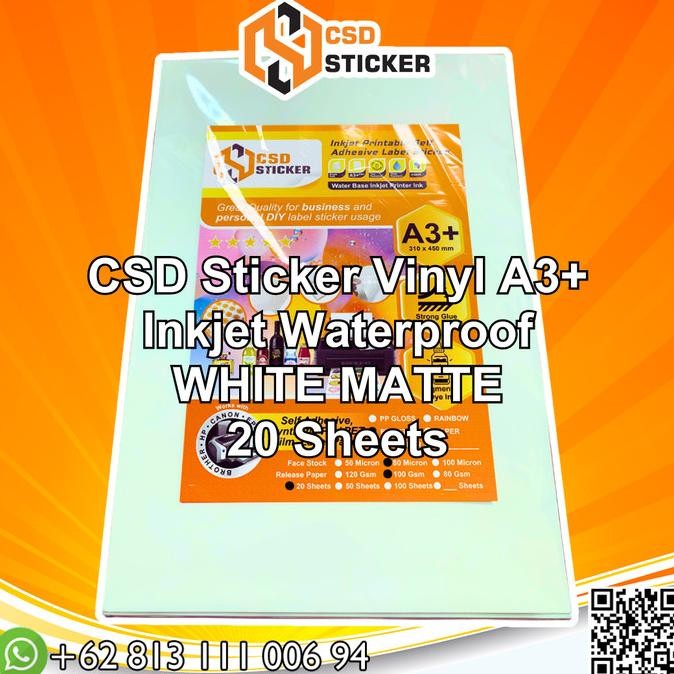 

Sticker Vinyl Inkjet WHITE Matte Waterproof - A3 Per pack (20 lembar)
