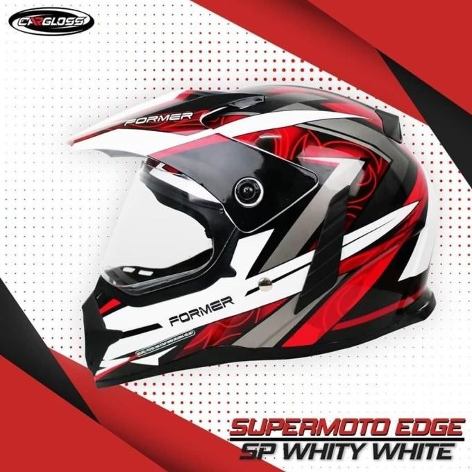 Cargloss Former Supermoto Helm Full Face - Edge Sp Whity White New