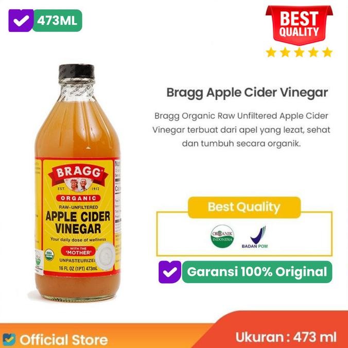 

TERMURAH Bragg apple cider vinegar original cuka sari apel organik 473ml 946ml