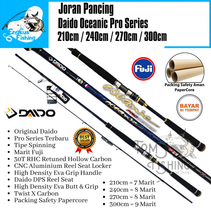 TERBARU - Joran Pancing Daido Oceanic Pro Series 210cm - 300cm Fuji (Carbon)