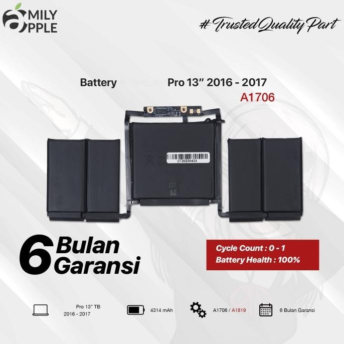 Battery Batere Macbook Pro 13" A1706 A1819 2016 - 2017
