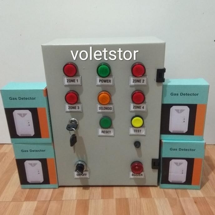 Panel gas 4 Zone+4 detector gas DC 12 V