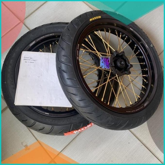 BANSET WHEELSET SUPERMOTO HONDA CRF SCARLET RUJI GOLD 11OKTZ4 sparepar