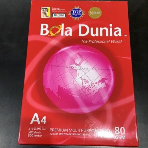 

(1 RIM) Kertas HVS A4 Bola Dunia 80 gr (Harga Khusus Online)