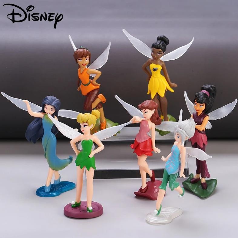 disney 7pcs tinkerbell flower faery fairy elf princess pvc anime action figure mini model figurine d