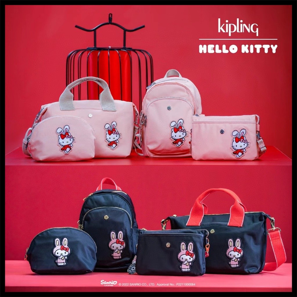 Kipling Ransel Edisi Terbatas/Tas Travel Seri Bersama Hello Kitty Tas Tangan/Pola Kelinci Penyimpana