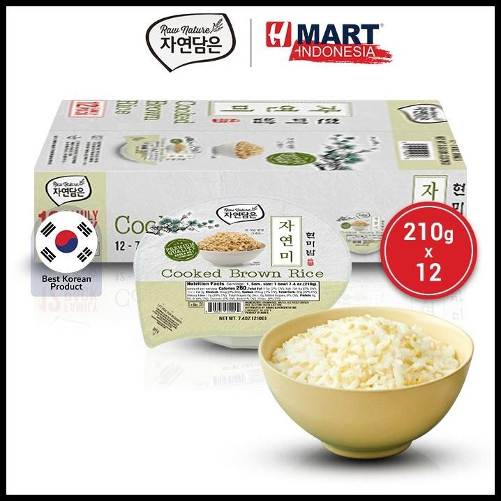 Raw Nature Cooked Brown Rice - Nasi Merah Instan Korea 210G 1 Dus (Isi 12Pcs)