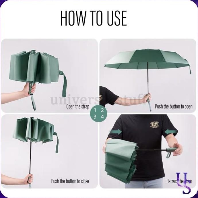 [US] Payung Jumbo Lipat Tombol Otomatis Anti UV / Payung Golf Lipat 105 CM / Payung Lipat Jumbo Besa