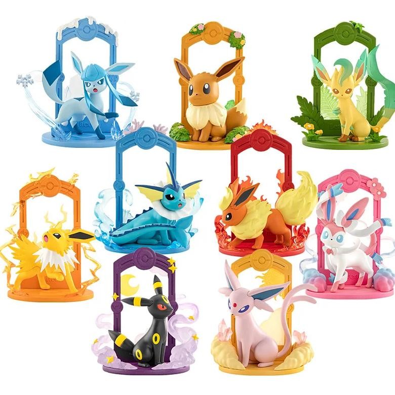 9pcs/set pokemon eeveelution figure set eevee sylveon espeon glaceon leafeon box anime figure toy ch