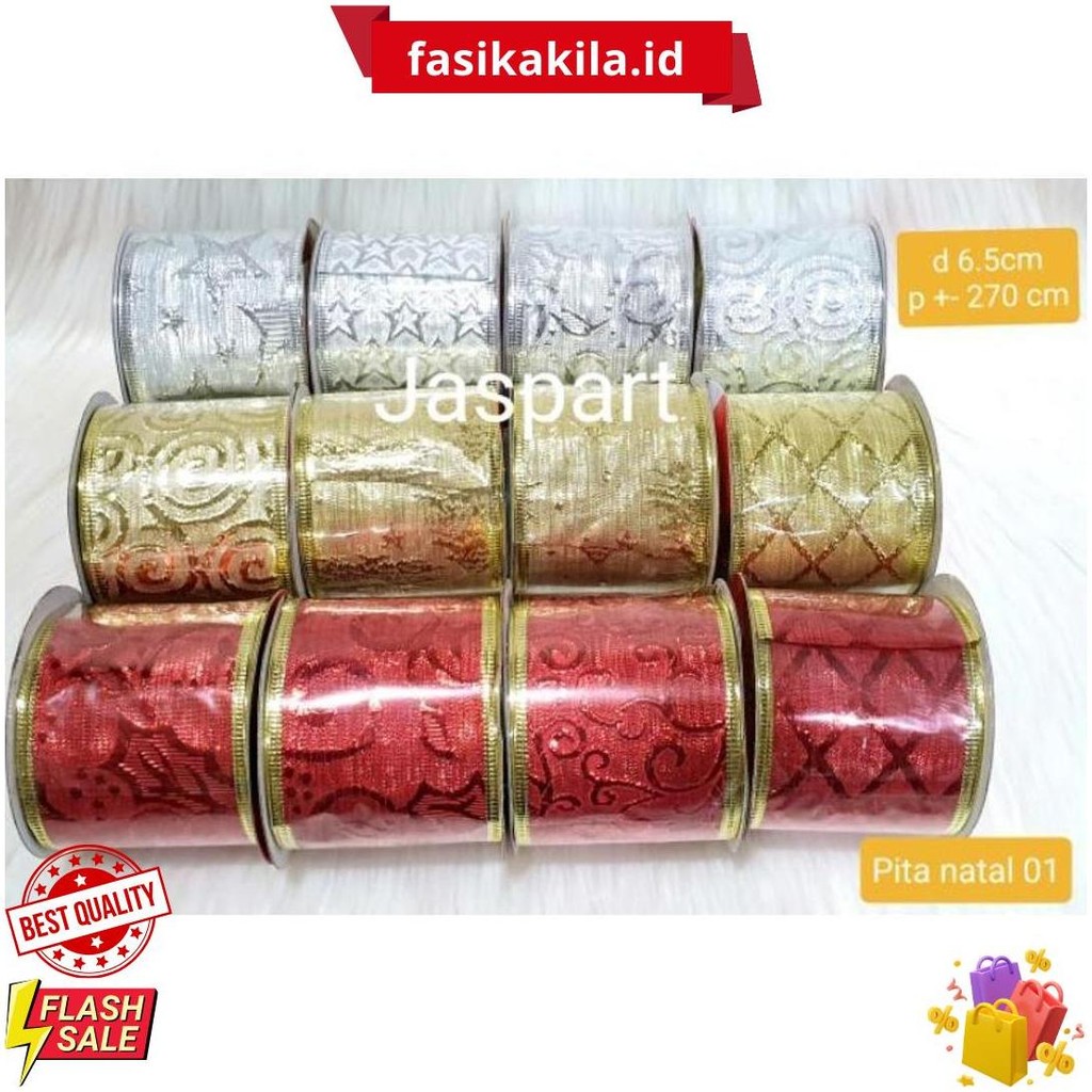 

Pita Glitter Natal Pinggir Kawat Pita Parcel Pita Christmas Pita Hiasan Cantik Lebar Besar 6.5 Cm Bisa Cod