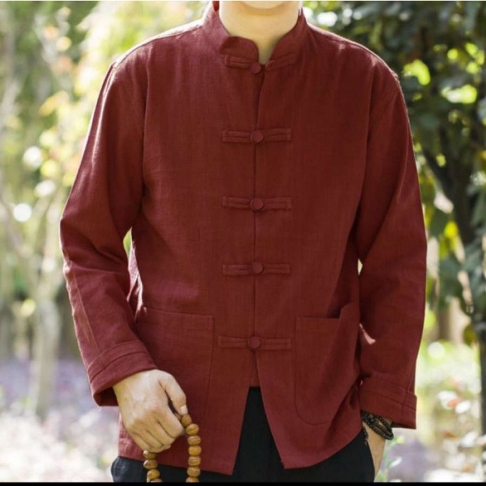 Baju Koko Pria Muslim IP MAN Katun Lengan Panjang M - XXXL