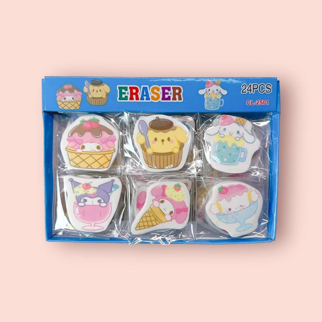

Boneka Anak (24pc) penghapus murah/hapusan karakter kuromi lucu / eraser pensil stip fancy/ OB Kecil