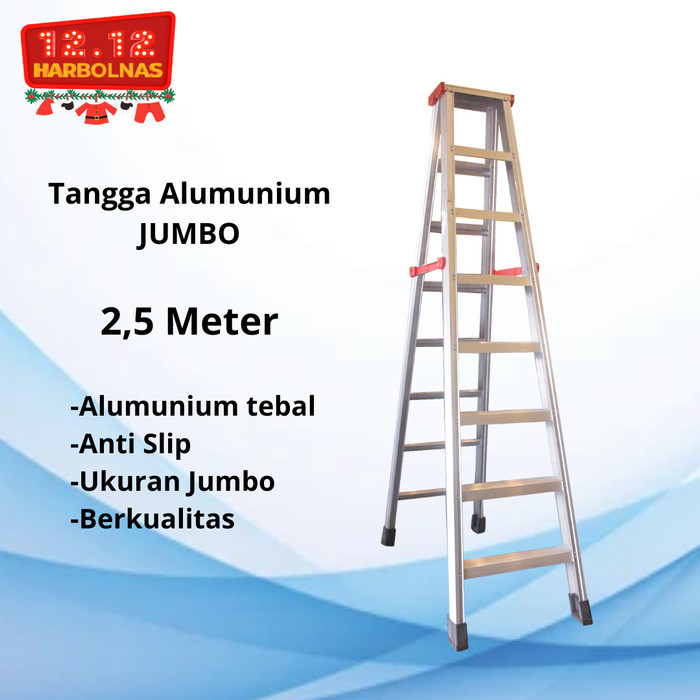 Cuci Gudang Tangga Lipat 2,5 Meter Tangga Lipat Aluminium Tangga Lipat Original